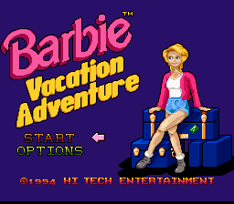 Barbie Vacation Adventure (Homebrew) — Title screen